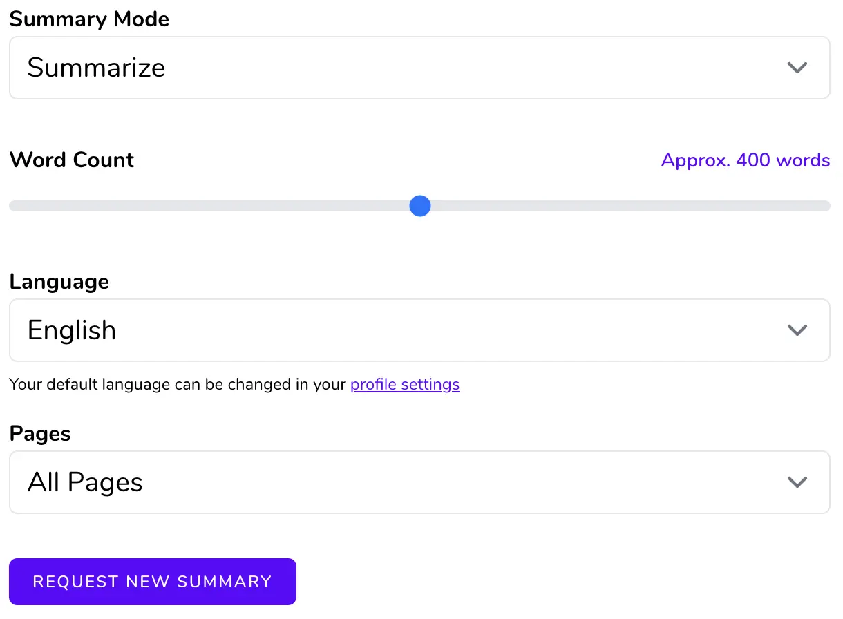 Summary config form